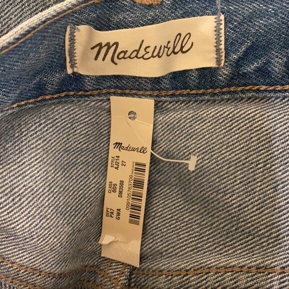 Madewell Jeans Momjean Gilford Wash Ripped Edition High Rise Denim Light Blue - Picture 7 of 11